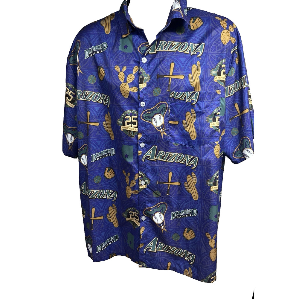 Arizona Diamondbacks MLB Baseball Purple Graphic Hawaiian Button Up Shirt XL